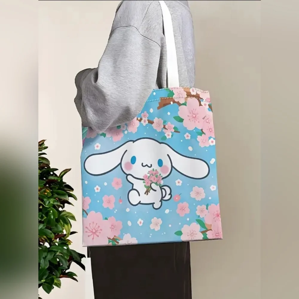 Cinnamoroll With Cherry Blossoms Blue Tote Bag